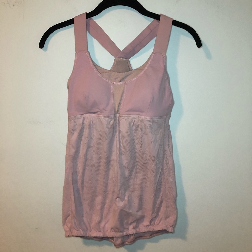 Lululemon Purple Floral Shelf Bra Racerback Tank Top Size 6
